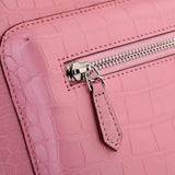 Crocodile Leather Backpack  Pink For Women