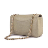 Crocodile Leather Classic Flap Chain Shoulder Bags For Women Beige