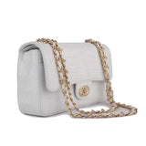 Crocodile  Leather Classic Flap Chain Shoulder Bags For Women White