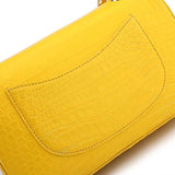 Crocodile  Leather Classic Flap Chain Shoulder Bags For Women Yellow