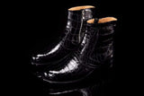 Crocodile Leather Side-Zip Ankle Boots
