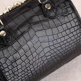 Crocodile Leather Speedy Satchel Bag Black