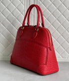 Crocodile Leather Top Handle Tote Bag Red
