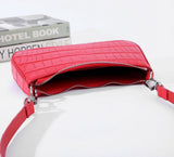 Crocodile Leather Underarm With Chain Shoulder Strap Bag Red