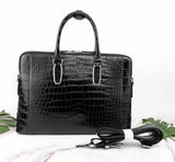 Crocodile Skin Leather Business Laptop Briefcase Bag Black