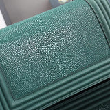 Designer Genuine Stingray Skin Leather Flap Purse Cross Body Shoulder Bag Green
