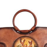 Fashion Large Capacity Round Handle Vintage Leather Shoulder Tote Bag