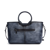 Fashion Large Capacity Round Handle Vintage Leather Shoulder Tote Bag