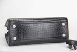 Genuine Crocodile Belly Leather Black Basic Top Handle Bag