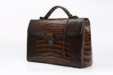 Genuine Crocodile Leather Briefcase Business Bags-Vintage Brown