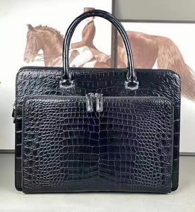 Genuine  crocodile Leather Business  Laptop Briefcase Black