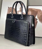Genuine  crocodile Leather Business  Laptop Briefcase Black