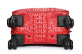 Genuine Crocodile Leather Luggage Roller Trolley Case 4 Spinner Wheels Travel Bags Red