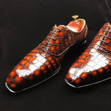 Genuine Crocodile Leather Mens Wingtip Formal Lace up Wedding Office Shoes