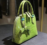 Genuine Crocodile  Leather  Shell Top Handle Cross Body Tote Bags For S/S Mint Green