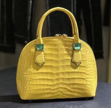 Genuine Crocodile  Leather  Shell Top Handle Cross Body Tote Bags For S/S Yellow