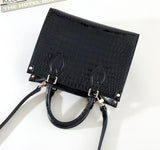 Genuine Crocodile Leather Small Top Handle Bags Black