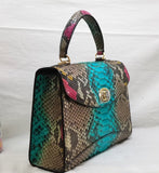 Genuine Python skin Leather Tote Top Handle Cross Body Women Handbag