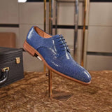 Genuine Stingray Leather Mens Wingtip Formal Lace up Wedding Office Shoes Blue