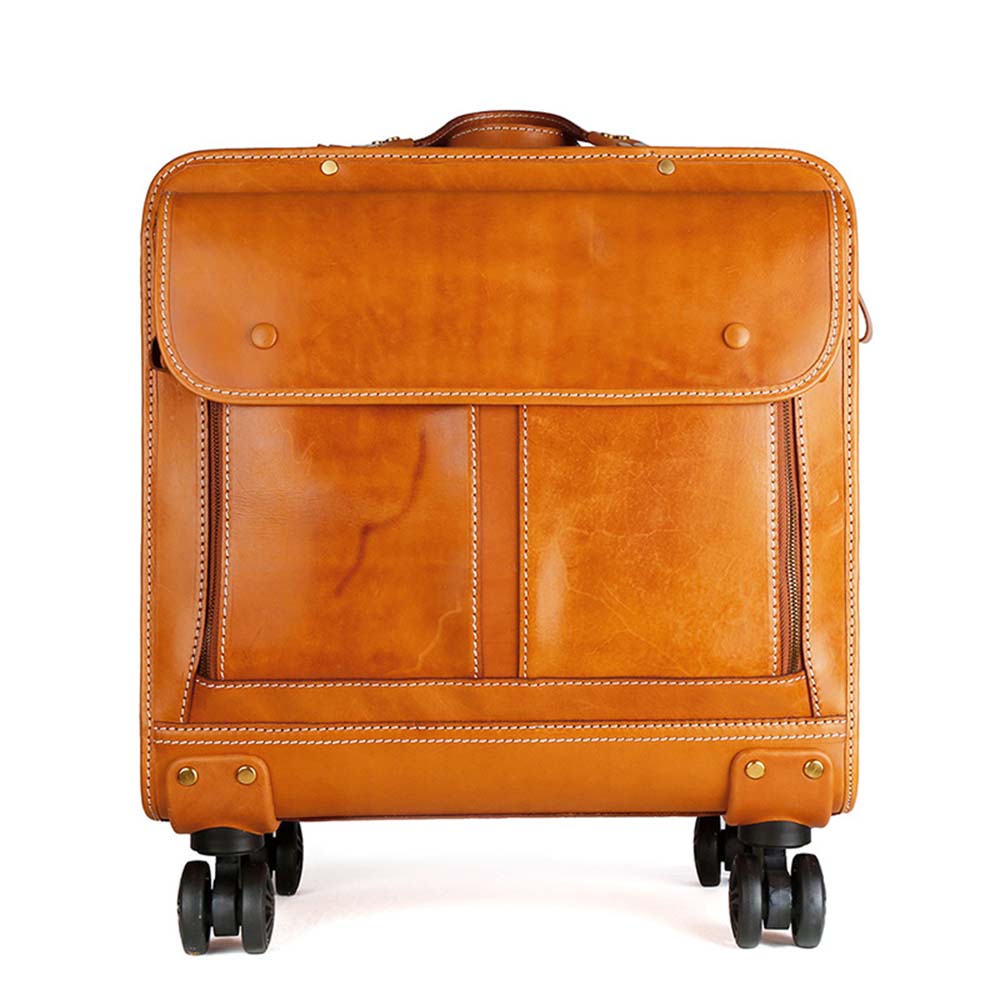 alt
Va li kéo xách tay 20 inch bánh xe xoay đa năng bằng da Ý thuộc da thực vật phong cách vintage chính hãng