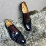 Handmade Crocodile Leather  Vintage Two Tone Classic Lace Up Leather Lined Shoes