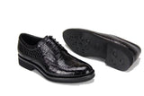Handmade Crocodile Shoes Modern Classic Brogue Lace Up Leather Lined Perforated Dress Shoe