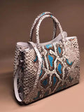 Large Blue Python Leather Tote Shoulder Bags & Handbags For Women
