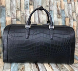 Large Crocodile Skin Leather Travel Duffel Bag Black