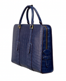 Large Genuine  Crocodile Briefcase, Luxury Crocodile Business Bag for Men Dark Blue