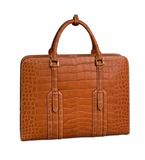 Large Genuine  Crocodile Briefcase, Luxury Crocodile Business Bag for Men Tan