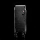 Matt Genuine Crocodile Leather Travel Carry On 20-Inch  Spinner Carry-on Suitcase Black