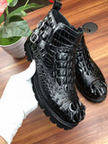 Men's Boots Genuine Crocodile Leather Comfort Dress Boots Male British Chelsea Boots Mens Winter Business Boots