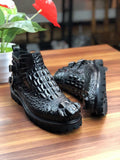 Men's Boots Genuine Crocodile Leather Comfort Dress Boots Male British Chelsea Boots Mens Winter Business Boots