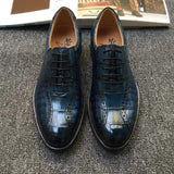 Men s Crocodile Leather Hand-Painted  Lace-Up Shoes ,Goodyear Welted  Brogue Shoes