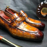 Men's  Crocodile Leather Loafer Slip-On Penny Shoes
