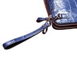 Men's Genuine Crocodile Skin  Leather  Clutch Bag With Double Zip
