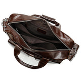 Men's Leather Briefcase Messenger Bag 14 Inch Laptop Shoulder Bag Large Volumn Business Briefcase With Trolley Belt