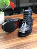 Men's Vintage Crocodile Leather Lace-Up Boots