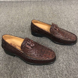 Mens Crocodile Leather Penny Slip-On Driving Loafer Shoes