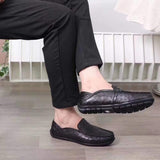 Mens  Slip On Casual Fashion Ostrich Leather Penny Loafer Shoes Black