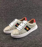Ostrich Leather Womens Classic Trainers Women  shoes Casual Tennis Sneaker With Strap Bee
