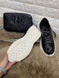 Preorder Genuine Crocodile Leather Lace Up Sneakers