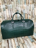 Preorder  Large Crocodile Skin Leather Travel Duffel Bag Brown