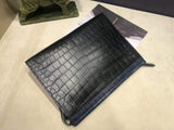 Preorder Men's Clutch Bag, Crocodile Belly  Leather Clutches ,pouch,Leather Zip pouch Bags