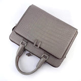 Preorder Men's Crocodile  Leather Briefcase with Front Zip Pocket Dark Grey