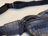 Preorder Unisex Crocodile Leather Waist Fanny Pack Hip Bum Bags Blue