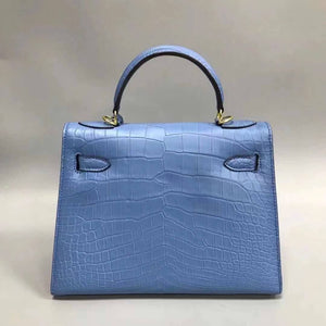 Preorder Unisex Crocodile Leather Waist Fanny Pack Hip Bum Bags Blue