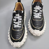 Python Leather Rubber Platform Sneakers
