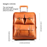 Rossie Viren Men Business Genuine Vegetable Tanned Leather Rolling Luggage Spinner Retro Wheel Business Large Capacity Suitcase Bag 22 inch Women Multifunction Trolleys Travel Bag