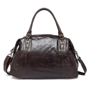 Rossie Viren  Vintage  Leather Large Travel Carry-All - Unisex Weekender Duffel Shoulder Bag